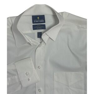 Stafford Shirt Mens 15 32/33 White Travel Comfort Stretch Dress Long Sleeve